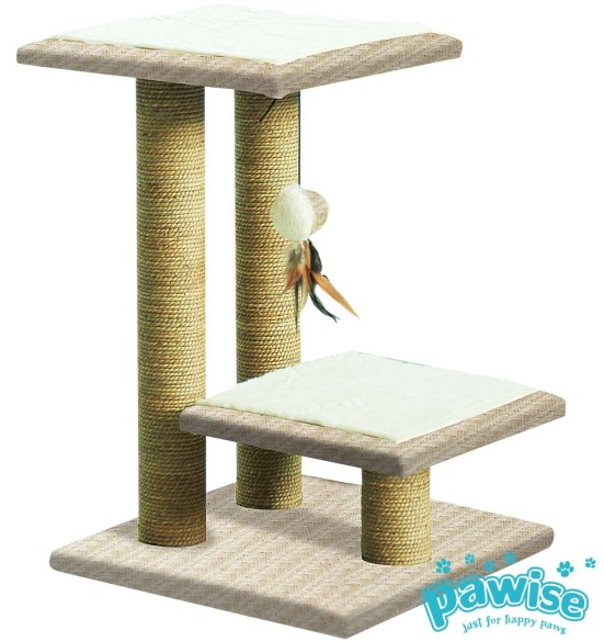 Когтеточка с полкой - лежанкой для кошек, с двумя столбиками Scratching Perch (Pawise)