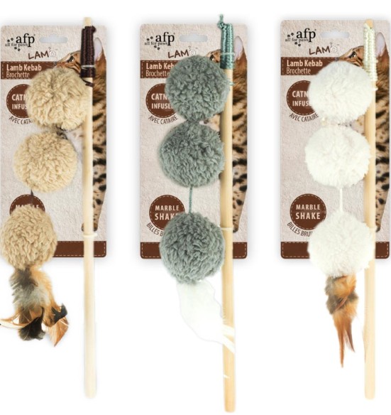 Игрушка для кошек удочка с мягкими мячиками Lamb Kebab (AFP - Lamb Cat)