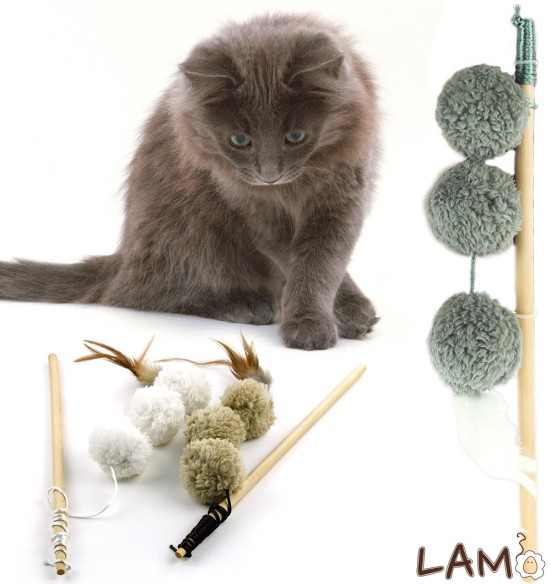 Игрушка для кошек удочка с мягкими мячиками Lamb Kebab (AFP - Lamb Cat)