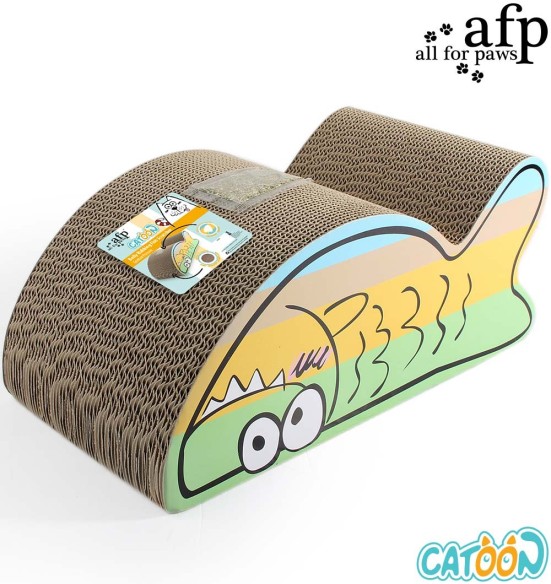Когтеточка для кошек из картона Belly Rubbing Fish Scratcher (AFP - Catoon)