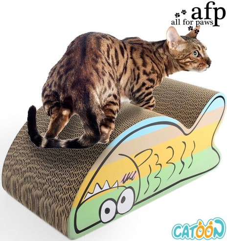 Когтеточка для кошек из картона Belly Rubbing Fish Scratcher (AFP - Catoon)
