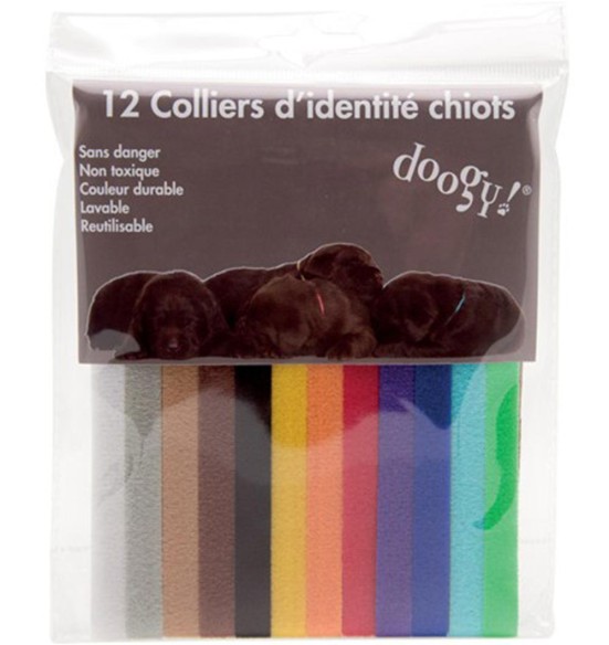 Комплект ошейников для щенков одного помёта, на липучках, 12 штук