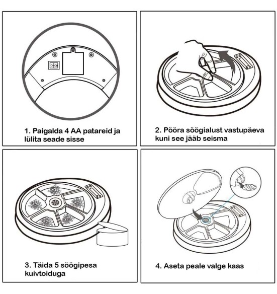 Automaatsöötja, 5 toidukorda (Pawise)