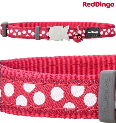 Ошейник для кошек с дизайнерским принтом White Spots on Red (Red Dingo)