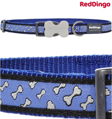 Kaelarihm koerale, disainmustriga Flying Bones Dark Blue (Red Dingo)