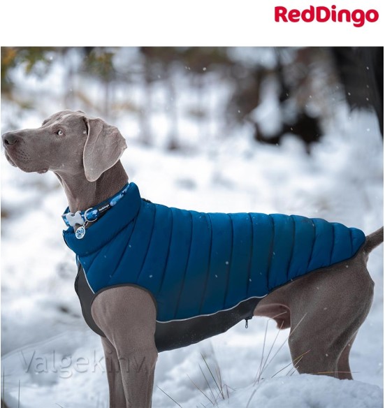 Теплая зимняя куртка для собак, двусторонняя, синяя Puffer Jacket (Red Dingo)