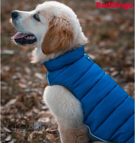 Теплая зимняя куртка для собак, двусторонняя, синяя Puffer Jacket (Red Dingo)