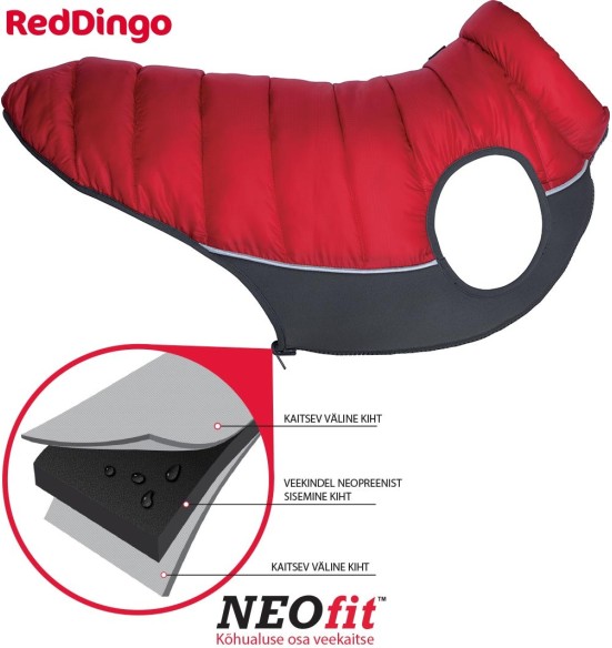 Теплая зимняя куртка для собак, двусторонняя, красная Puffer Jacket (Red Dingo)