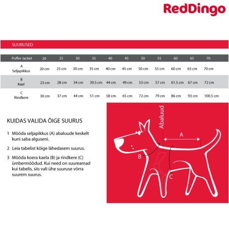 Soe jope koerale Puffer Jacket puhvjope punande (Red Dingo)