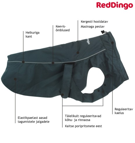 Vihmajope koerale, vee- ja tuulekindel, punane Rain Coat Perfect Fit (Red Dingo)