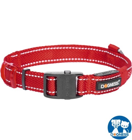 LED-valgusega tekstiilist kaelarihm koerale, punane, 8 valgusrežiimi (Dogness)