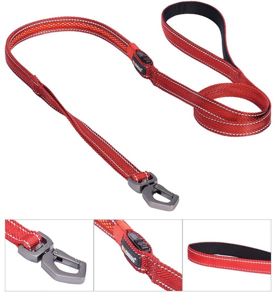 LED-valgusega tekstiilist jalutusrihm koerale, punane, 8 valgusrežiimi (Dogness)