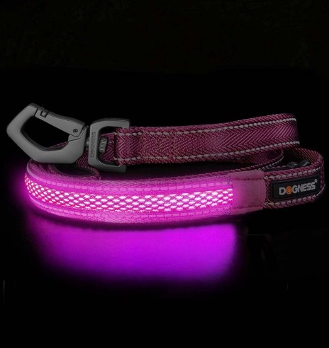 LED-valgusega tekstiilist jalutusrihm koerale, lilla, 8 valgusrežiimi (Dogness)