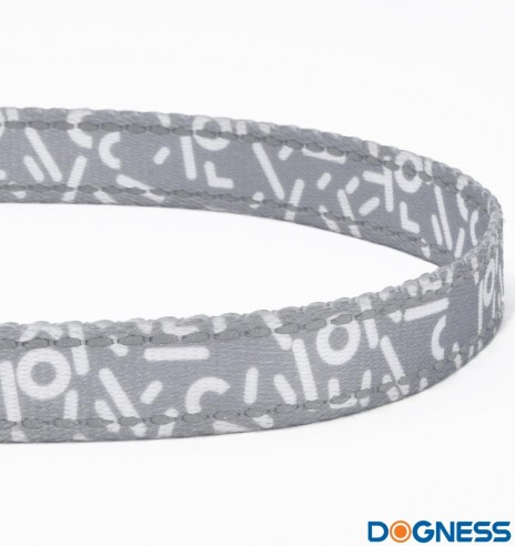 Поводок для собак амортизирующий, серый с белыми буквами Grey Letters (Dogness Elegant Printing)