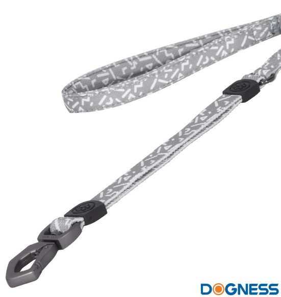 Jalutusrihm koerale, anti-shock, hall valgete tähtedega Grey Letters (Dogness Elegant Printing)