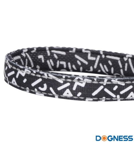 Jalutusrihm koerale, anti-shock, must valgete tähtedega Black Letters (Dogness Elegant Printing)