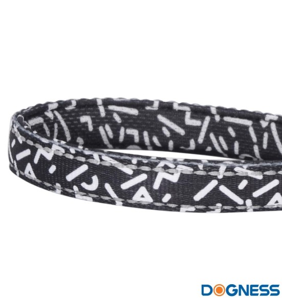 Jalutusrihm koerale, anti-shock, must valgete tähtedega Black Letters (Dogness Elegant Printing)