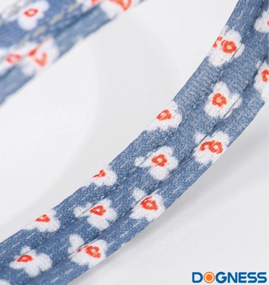 Текстильный поводок и шлейка для маленьких собак или кошек,чёрный с ромашками Black Daisy (Dogness Little Rascal)