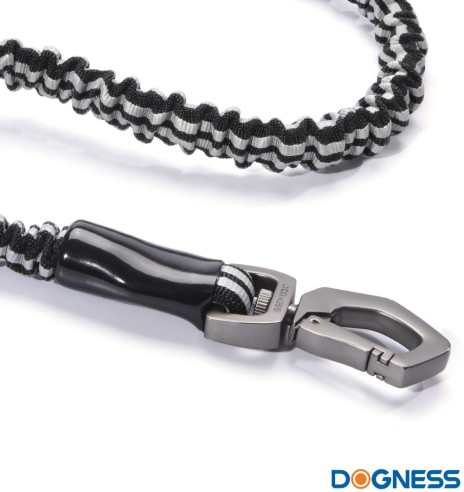 Амортизирующий поводок для собак со светоотражателем, красный/белый (Dogness Anti-Shock)