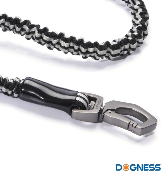 Амортизирующий поводок для собак со светоотражателем, красный/белый (Dogness Anti-Shock)