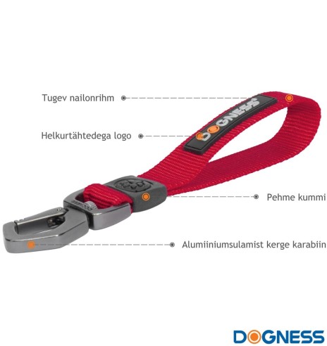 Auto turvarihm koerale, lühike, punane (Dogness)