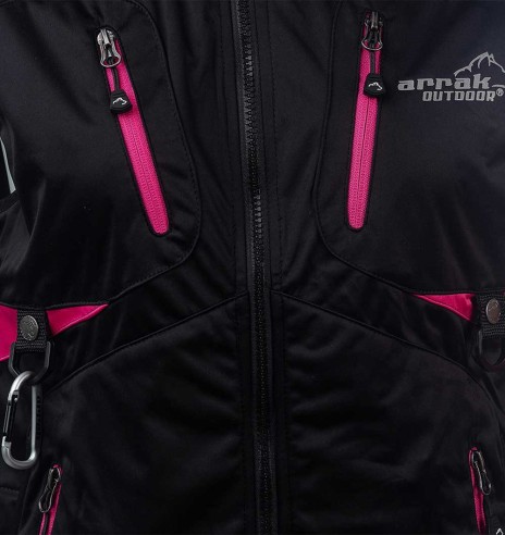 Vest naistele, veekindel ja tuulekindel, must/roosa Acadia Softshell, koerajuhile (Arrak)