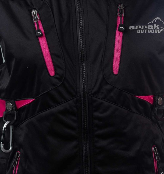 Vest naistele, veekindel ja tuulekindel, must/roosa Acadia Softshell, koerajuhile (Arrak)