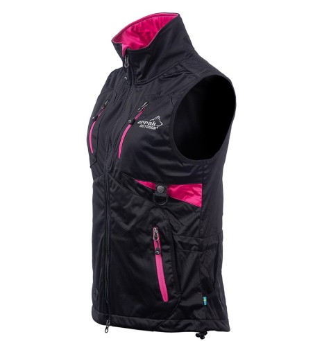 Vest naistele, veekindel ja tuulekindel, must/roosa Acadia Softshell, koerajuhile (Arrak)
