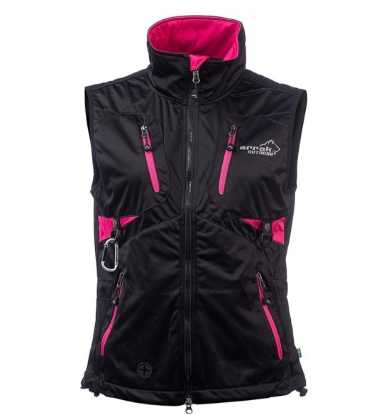 Vest naistele, veekindel ja tuulekindel, must/roosa Acadia Softshell, koerajuhile (Arrak)