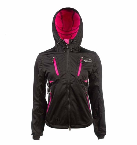 Куртка женская водонепроницаемая и ветрозащитная, цвет черный/розовый Akka Softshell (Arrak)