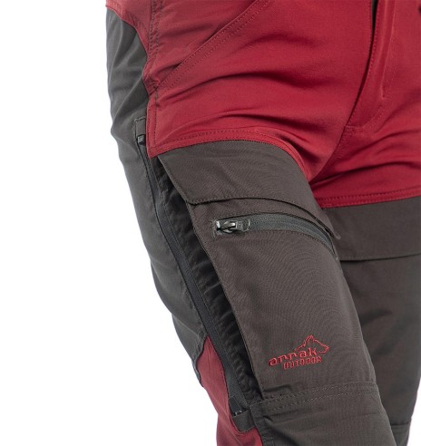 Püksid naistele, vetthülgavad ja elastsed, punane Hybrid (Arrak Outdoor)