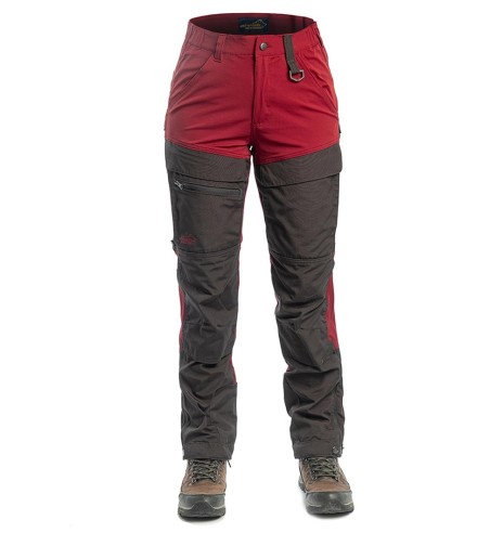 Püksid naistele, vetthülgavad ja elastsed, punane Hybrid (Arrak Outdoor)