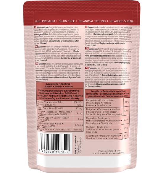 Kassipojale Classic Kitten N°3 KODULINNULIHAGA (69%), teraviljavaba kassieine kotike (Catz Finefood)