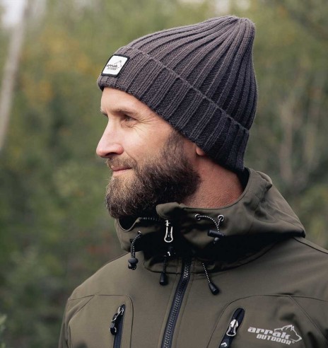 Müts kootud, klassikaline soonik, tumehall (Arrak Outdoor)