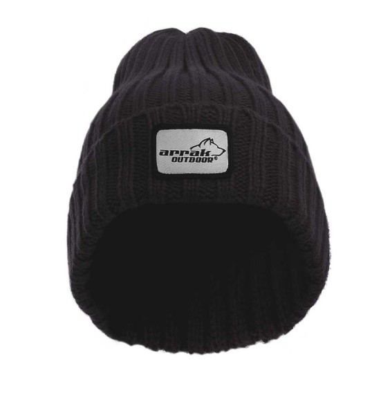 Müts kootud, klassikaline soonik, must (Arrak Outdoor)