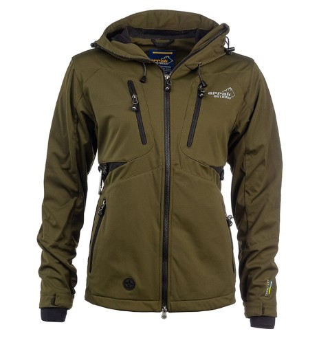 Куртка женская водонепроницаемая и ветрозащитная, оливково-зеленая Akka Softshell (Arrak)