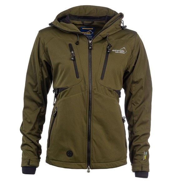 Куртка женская водонепроницаемая и ветрозащитная, оливково-зеленая Akka Softshell (Arrak)