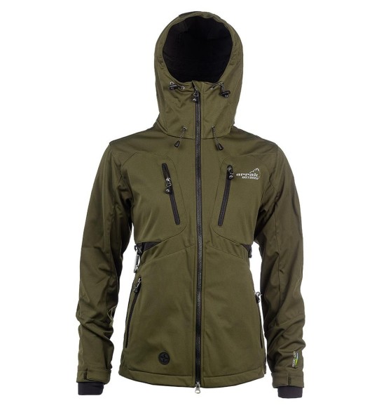Куртка женская водонепроницаемая и ветрозащитная, оливково-зеленая Akka Softshell (Arrak)