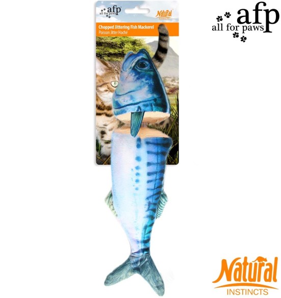 Mänguasi kassile, liikuv makrell, Chopped Jittering Fish Mackerel (AFP - Natural Instincts)