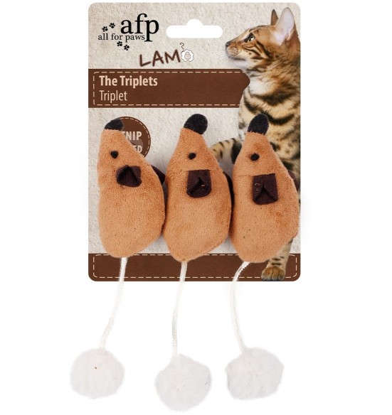 Mänguasi kassile, kolm hiirt, naistenõgesega, The Triplets (AFP - Lamb Cat)