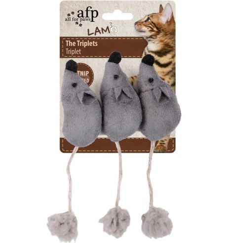 Mänguasi kassile, kolm hiirt, naistenõgesega, The Triplets (AFP - Lamb Cat)