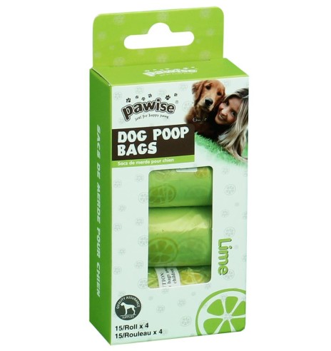 Пакеты для уборки за собакой Poo Bags Spice Lime, 4 x 15 шт (Pawise)