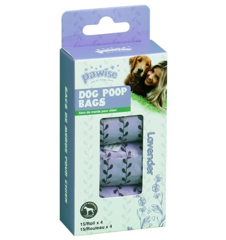 Пакеты для уборки за собакой Poo Bags Spice Lavender, 4 x 15 шт (Pawise)