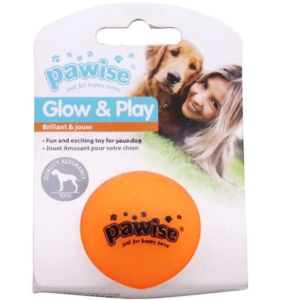 Светящийся виниловый мяч для собаки Glow & Play (Pawise)