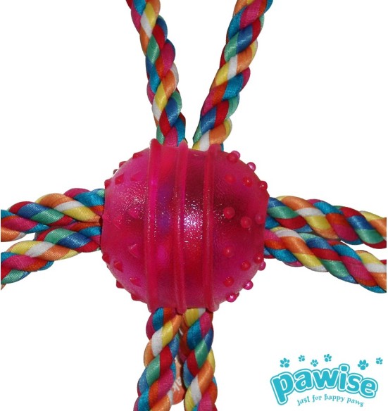 Mänguasi koerale, pall nelja käepidemega TPR Ball with Rope Tug (Pawise) Mänguasi koerale, pall nelja käepidemega TPR Ball with Rope Tug (Pawise)