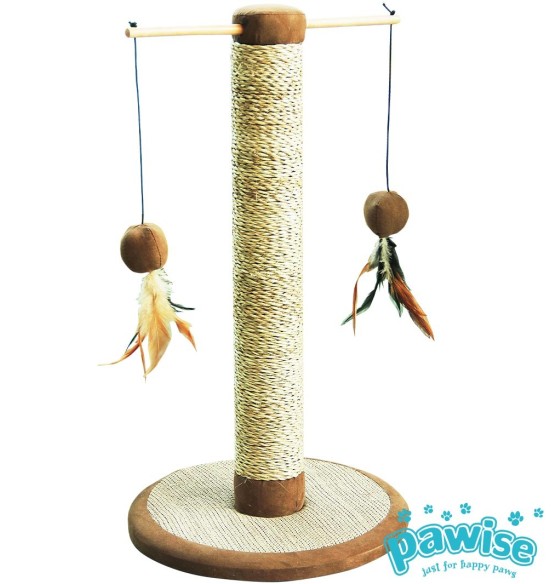 Kassi kraapimispuu, kahe mänguasjaga, kõrgus 55 cm, Cat Play Pen (Pawise)