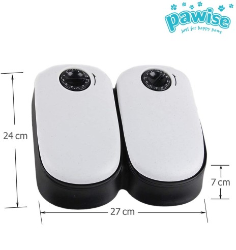 Automaatsöötja kahe anumaga, kaheks toidukorraks (Pawise)