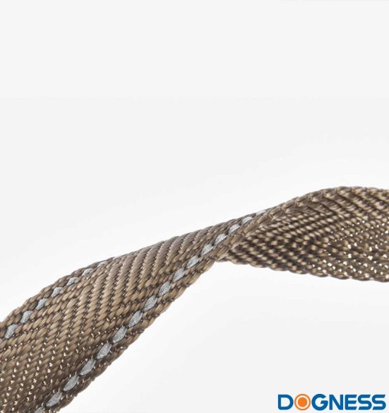 Ошейник для собак, нейлоновый со светоотражающими нитями, коричневый (Dogness Herringbone Webbing)