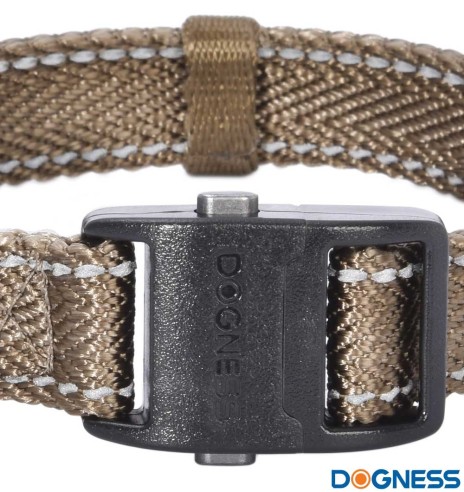 Ошейник для собак, нейлоновый со светоотражающими нитями, коричневый (Dogness Herringbone Webbing)