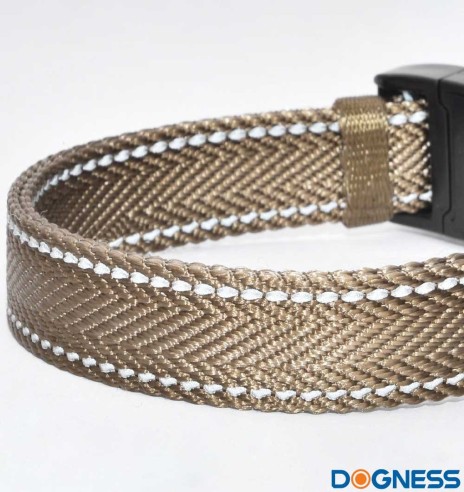 Kaelarihm koerale, nailonrihm, hall (Dogness Herringbone Webbing))